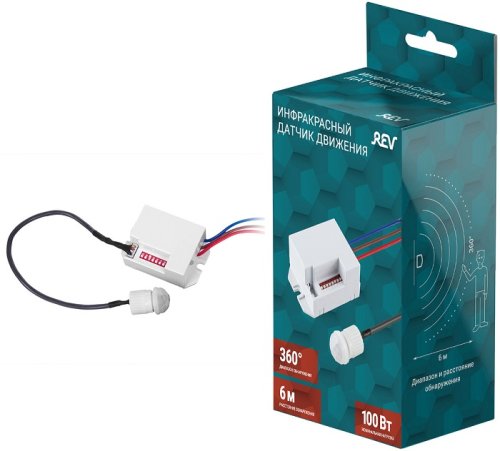 Датчик движения встраиваемый DDV-3 800Вт 220В IP20 Белый фото Датчик движения встраиваемый DDV-3 800Вт 220В IP20 Белый картинка